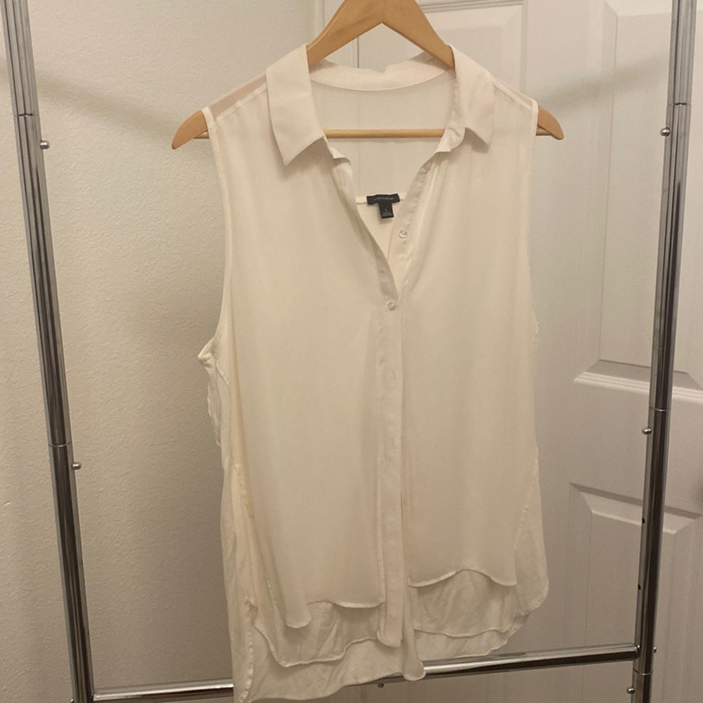 Ann Taylor beautiful off white top with upper back being see-through and flowy